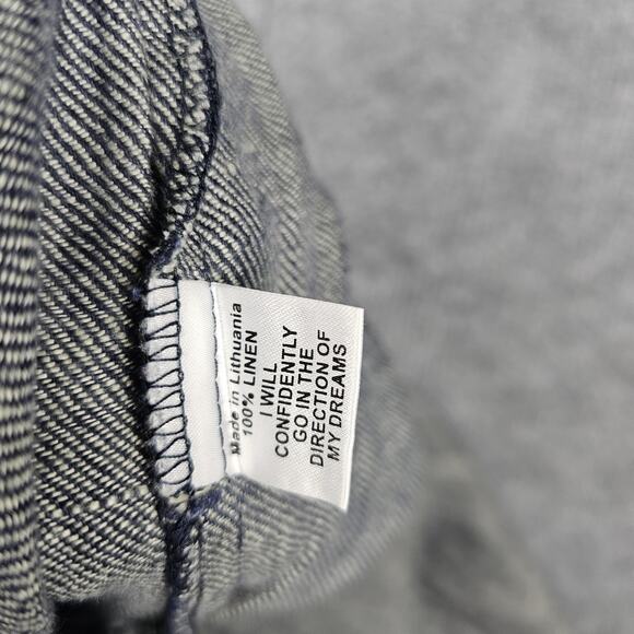 Flax Pants Womens Small Gray Linen Elastic Waist Relaxed Lagenlook Coastal Beach - Picture 7 of 7